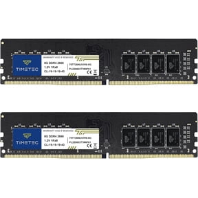 Timetec 16GB KIT (2x8GB) DDR4 2666MHz (PC4-2666V) PC4-21300 UDIMM Desktop RAM 288-Pin 1.2V CL19 Non-ECC Unbuffered DIMM Memory Module Upgrade