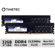 Timetec 32GB KIT 2x16GB DDR4 2133MHz PC4-2133P PC4-17000 UDIMM Desktop RAM   288-Pin 1.2V CL15 Non-ECC Unbuffered DIMM Memory Module Upgrade