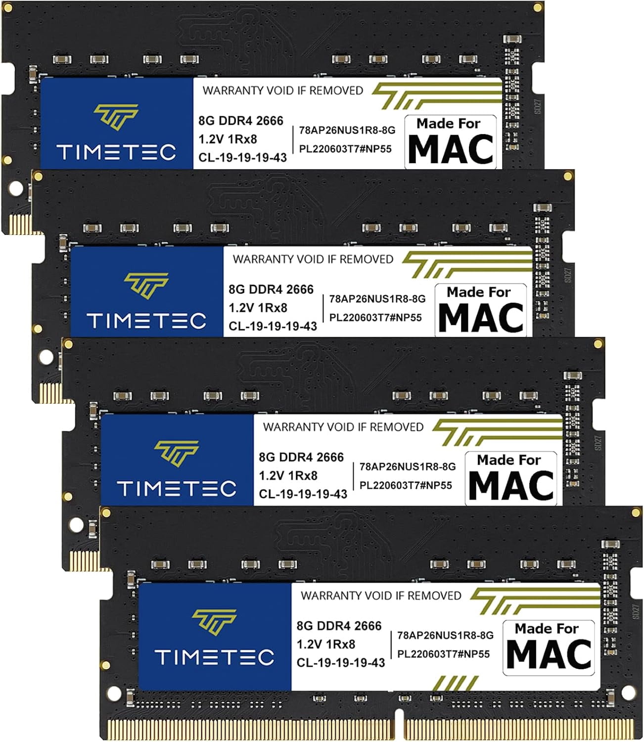 Timetec Hynix IC 32GB KIT(4x8GB) Compatible for Apple 2019 iMac 27-inch w/Retina 5K Display DDR4 2666MHz PC4-21300 1Rx8 CL19 1.2V SODIMM Memory RAM Upgrade (32GB KIT(4x8GB))