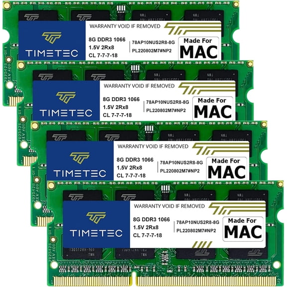 Timetec Hynix IC 32GB KIT(4x8GB) Compatible for Apple Late 2009 iMac 27inch DDR3 PC3-8500 1067MHz/1066MHz CL7 204 Pin 1.5V Dual Rank 2R8 Memory Module RAM Upgrade for iMac 11,1 (32GB KIT(4x8GB))