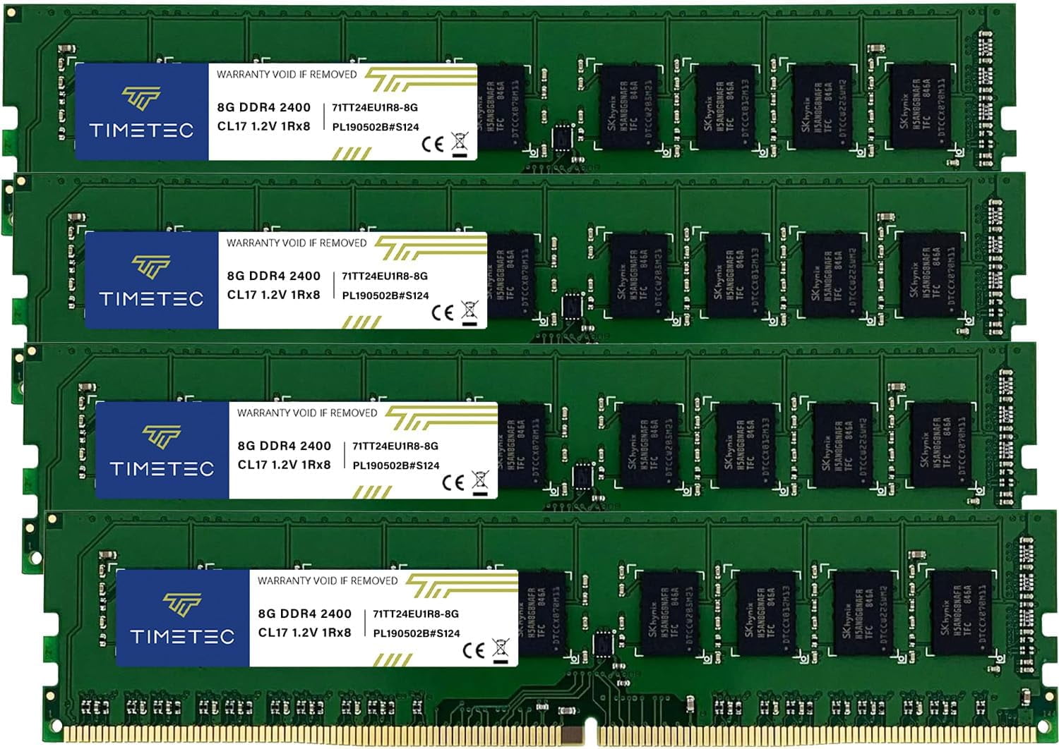 Kit Mémoire RAM Timetec 32 Go (2x16 Go) DDR4 2400MHz PC4-19200 - UDIMM Non-ECC CL17 Pour Ordinateur De Bureau