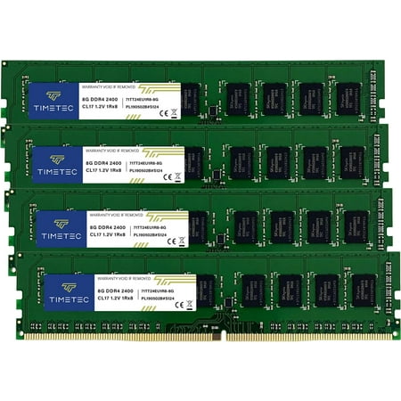 Timetec Hynix IC 32GB KIT (4x8GB) DDR4 2400MHz PC4-19200 Unbuffered ECC 1.2V CL17 1Rx8 Single Rank 288 Pin UDIMM Server Memory RAM Module Upgrade (32GB KIT (4x8GB))RAM Module Upgrade (32GB KIT(4x8GB))