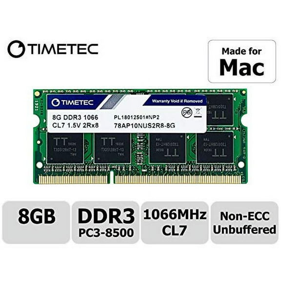 Timetec Hynix IC 8GB Compatible for Apple DDR3 PC3-8500 1067MHz /1066MHz SODIMM Memory Upgrade for MacBook 13 Mid 2010, MacBook Pro 13 Mid 2010, iMac 27Late 2009, Mac Mini Mid 2010 (8GB)
