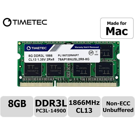 Timetec Hynix IC 8GB Compatible for Apple Late 2015 iMac 27-inch w/Retina 5K Display DDR3L 1866MHz / 1867MHz PC3L-14900 2Rx8 CL13 1.35V SODIMM Memory Upgrade (8GB)