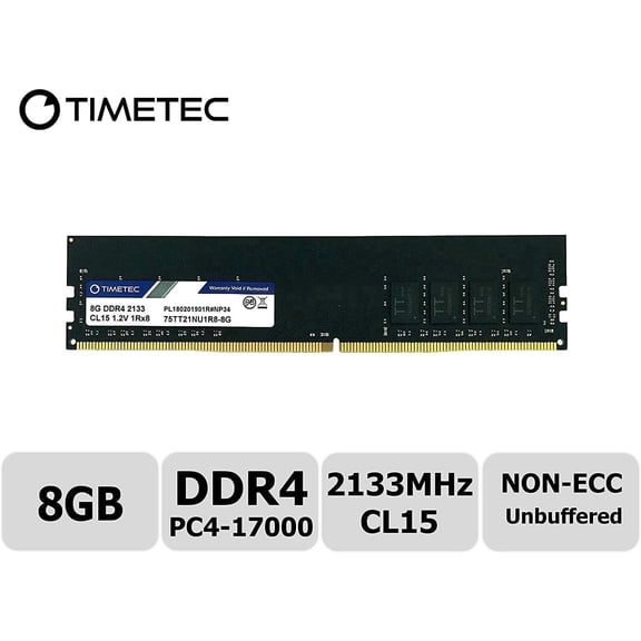 Timetec 8GB DDR4 2133MHz (PC4-2133P) PC4-17000 UDIMM Desktop RAM  288-Pin 1.2V CL15 Non-ECC Unbuffered DIMM Memory Module Upgrade
