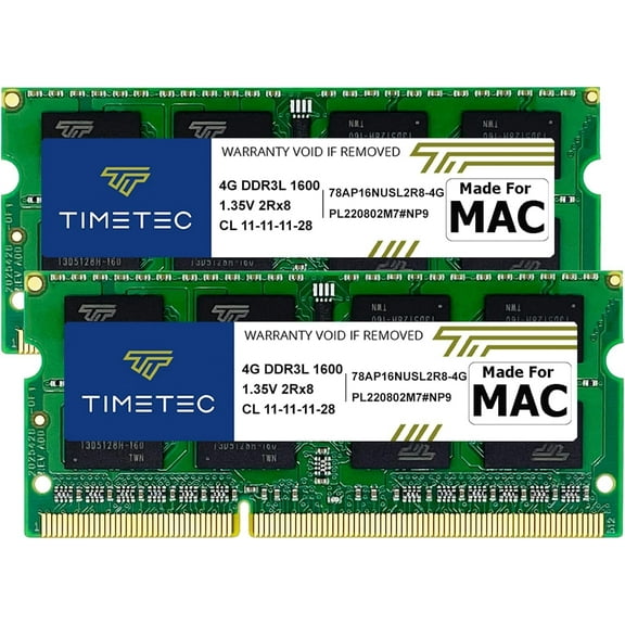 Timetec Hynix IC 8GB KIT(2x4GB) Compatible for Apple DDR3L 1600MHz PC3L-12800 for Early/Mid/Late 2011, Mid/Late 2012, Early/Late 2013, Late 2014, Late 2015 MacBook Pro, iMac, Mac Mini (8GB KIT(2x4GB))