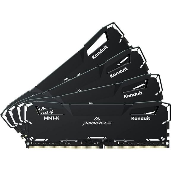 Timetec Pinnacle Konduit 32GB KIT(4x8GB) DDR4 3200MHz PC4-25600 CL16-18-18-38 XMP2.0 Overclocking 1.35V Compatible for AMD and Intel Desktop Gaming PC Memory Module RAM - Black