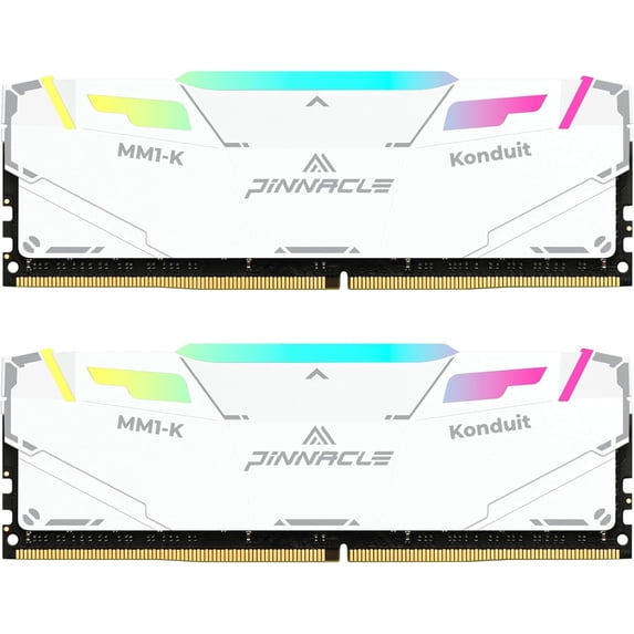 Timetec Pinnacle Konduit RGB 32GB KIT(2x16GB) DDR4 3200MHz PC4-25600 CL16-18-18-38 XMP2.0 Overclocking 1.35V Dual Rank Compatible for AMD and Intel Desktop Gaming PC Memory Module - White