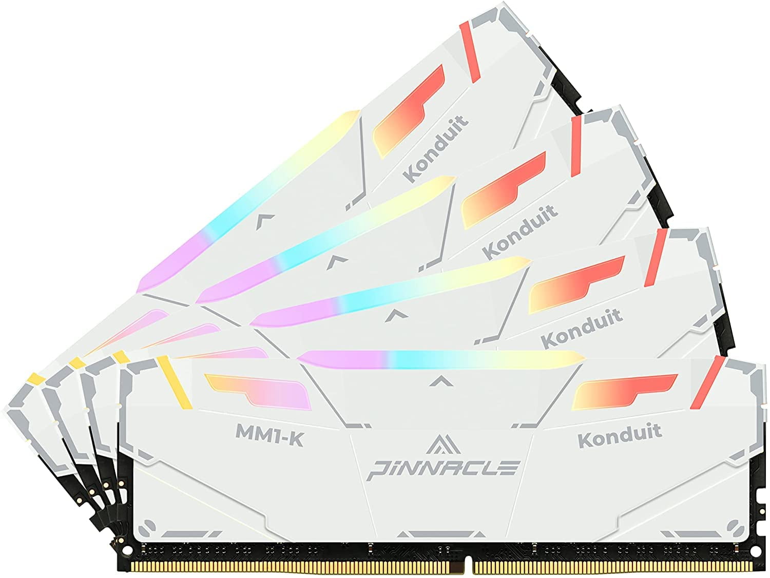 Timetec Pinnacle Konduit RGB 64GB KIT(4x16GB) DDR4 3200MHz PC4-25600 CL16-18-18-38 XMP2.0 Overclocking 1.35V Dual Rank Compatible for AMD and Intel Desktop Gaming PC Memory Module - White
