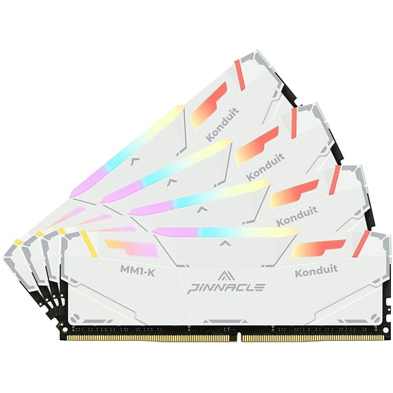 Timetec Pinnacle Konduit RGB 64GB KIT(4x16GB) DDR4 3200MHz PC4-25600 CL16-18-18-38 XMP2.0 Overclocking 1.35V Dual Rank Compatible for AMD and Intel Desktop Gaming PC Memory Module - White