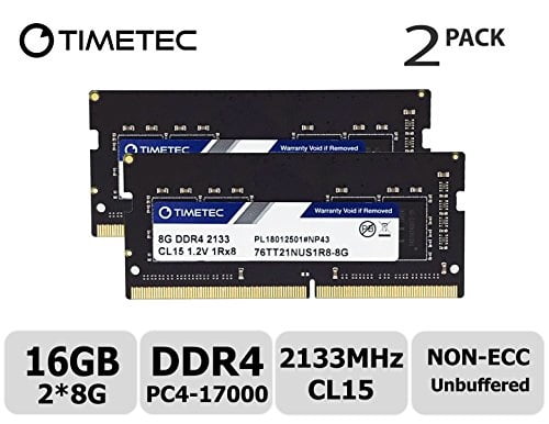 Timetec 16GB Kit (2x8GB) DDR4 Laptop RAM Memory, 2133MHz PC4-17000, SODIMM 260-Pin, Non-ECC Unbuffered, 1.2V CL15, Single Rank 1Rx8