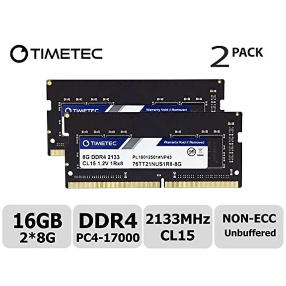 Timetec 16GB Kit (2x8GB) DDR4 Laptop RAM Memory, 2133MHz PC4-17000, SODIMM 260-Pin, Non-ECC Unbuffered, 1.2V CL15, Single Rank 1Rx8