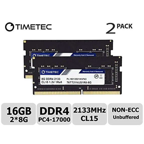 Timetec 16GB Kit (2x8GB) DDR4 Laptop RAM Memory, 2133MHz PC4-17000, SODIMM 260-Pin, Non-ECC Unbuffered, 1.2V CL15, Single Rank 1Rx8