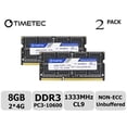 thumbnail image 1 of Timetec 8GB Kit (2x4GB) DDR3 Laptop RAM Memory, 1333MHz PC3-10600, SODIMM 204-Pin, Non-ECC Unbuffered, 1.5V/1.35V CL9, Dual Rank 2Rx8, 1 of 4