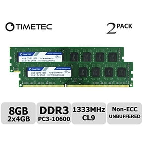 Timetec 8GB Kit (2x4GB) DDR3/DDR3L 1333MHz PC3-10600 Non-ECC Unbuffered Desktop RAM, 1.5V/1.35V CL9 Low Density Dual Rank 2Rx8 240-Pin UDIMM