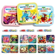 Timetome Reusable Water Painting Book Set, 3 Pack with Water Pens, 30 Pages, Fairy Tale Animal Dinosaur, Mess Free Kids Activity Ages 3+
