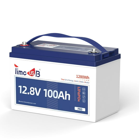 Timeusb 12V 100Ah Pro LiFePO4 Battery,100A BMS,Group 31,Grade A Battery Cells up to 10 Years Lifespan for RV,Trolling Motor,off-Grid Applications
