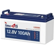 Timeusb 12V 100Ah LiFePO4 Battery, 4000+ Deep Cycle Lithium Battery, Built-in 100A BMS, Ideal for Trolling Motor, RV, Solar Panel Systems, and Off-Grid Power Solutions