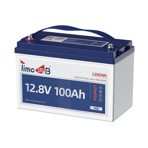 Timeusb 12V 100Ah Pro LiFePO4 Battery,100A BMS,Group 31,Grade a Battery Cells up to 10 Years Lifespan for RV,Trolling Motor,off-Grid Applications
