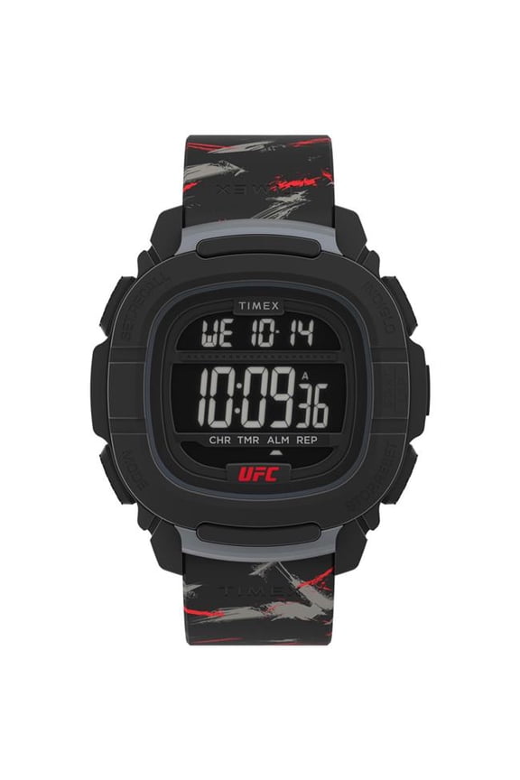 47 mm Black Strap, Digital Dial & Black Case UFC Mens Shock XL Watch
