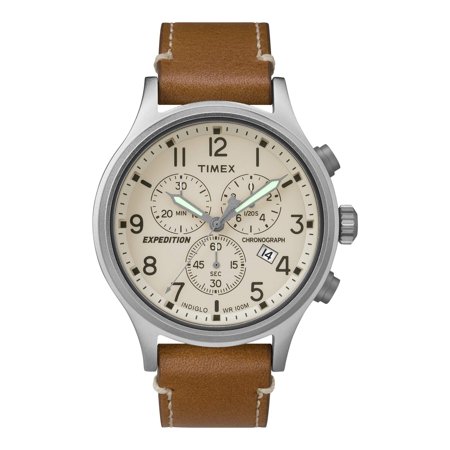 TIMEX Expedition Scout TW4B09200 - Rugged Men's Brass Watch with Tan Leather Band  INDIGLO Night-Light