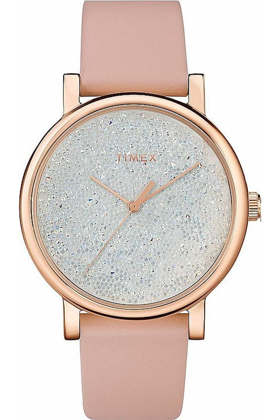 Crystal Bloom Women's Rose-Gold Tone Watch Pink Leather Strap TW2T78000