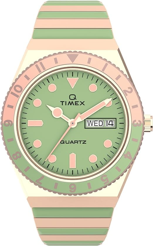 Timex TW2V38700 Women's Q Malibu Quartz Green Dial Bracelet Watch