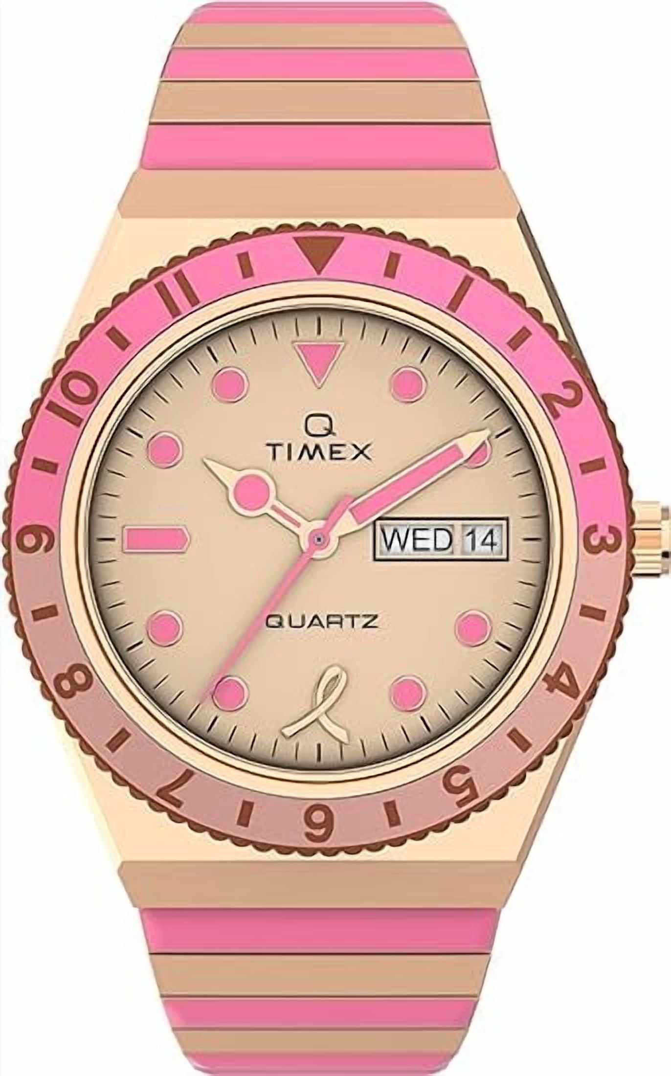 Timex TW2V52700 Women's Q x BCRF TT Pink, Rose Gold Bracelet Watch