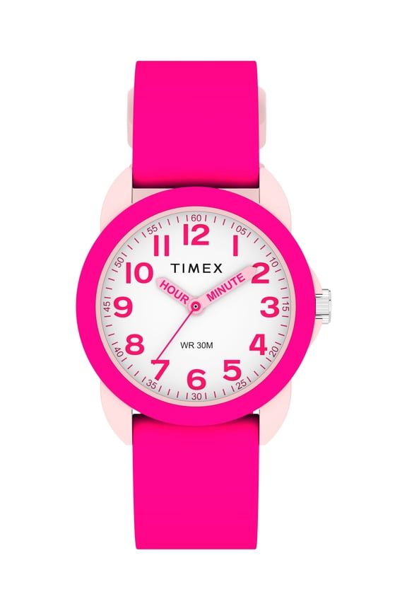 Kids Analog 30mm Watch - Pink Strap White Dial Pink Case