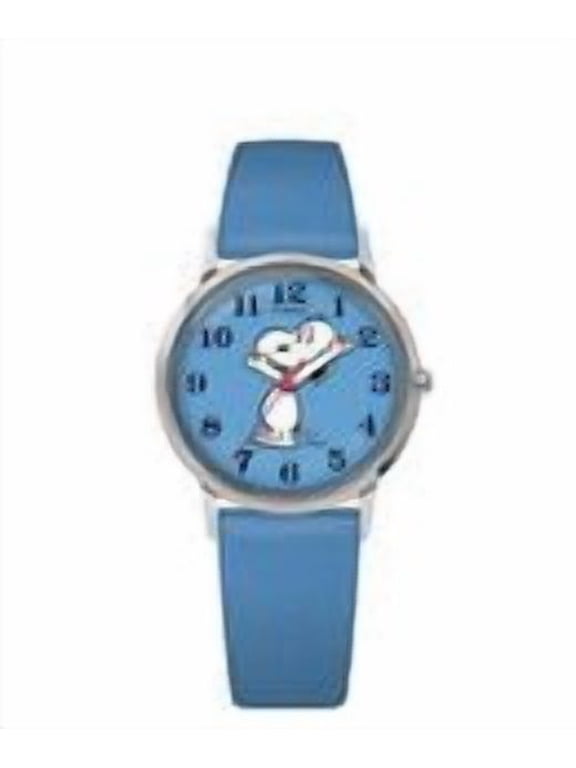 Marlin Hand-Wound x Peanuts Reissue 34mm Watch - Blue Leather Strap Blue Snoopy Dial
