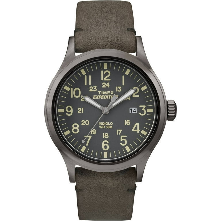 Timex Men's 40mm Brown Leather Strap Expedition Scout Wristwatch