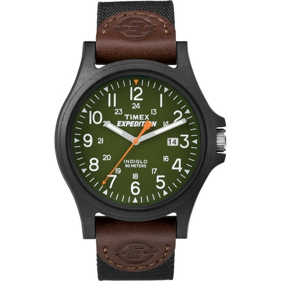 Timex Men's 40mm Resin Strap Wristwatch, Dark Green & Black