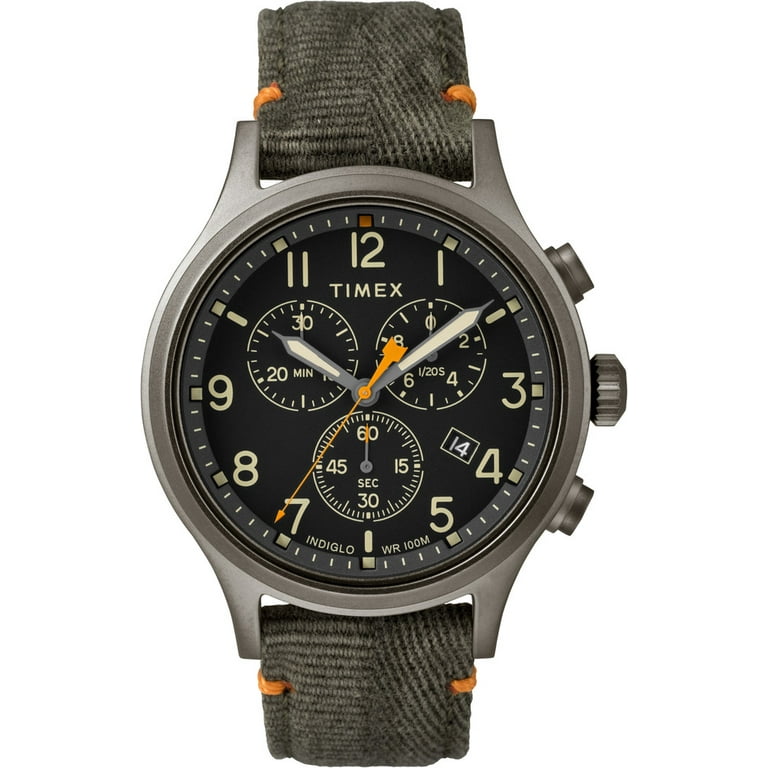 Allied chronograph 42mm leather strap watch cheap