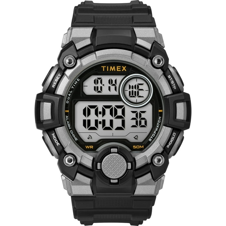 Timex Men s A Game DGTL 50mm Black Gray Orange Watch Resin Strap Walmart