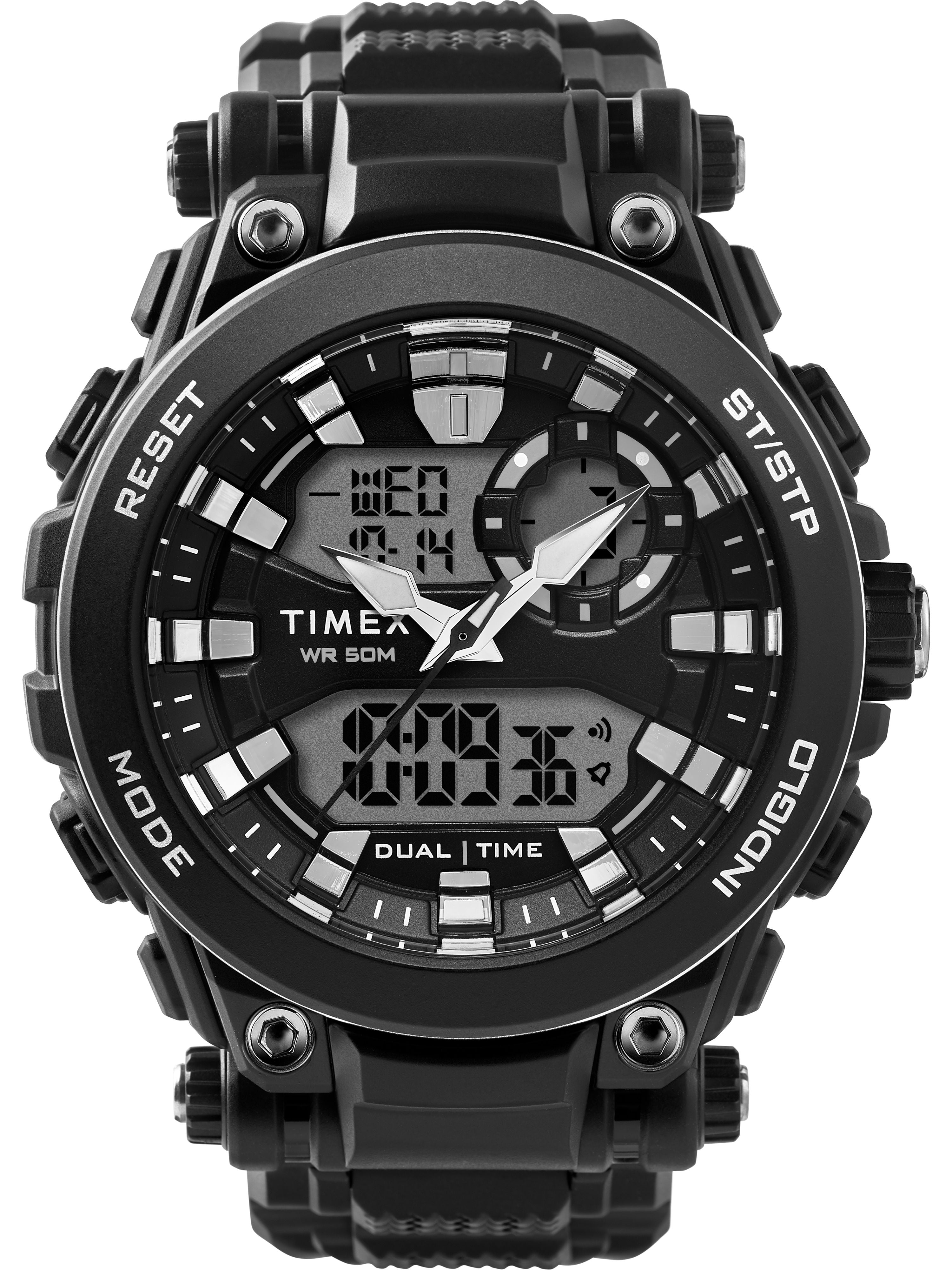 Timex Men's DGTL Analog-Digital 50mm Black Watch, Resin Timex Men's DGTL Analog-Digital 50mm Black Watch, Resin
