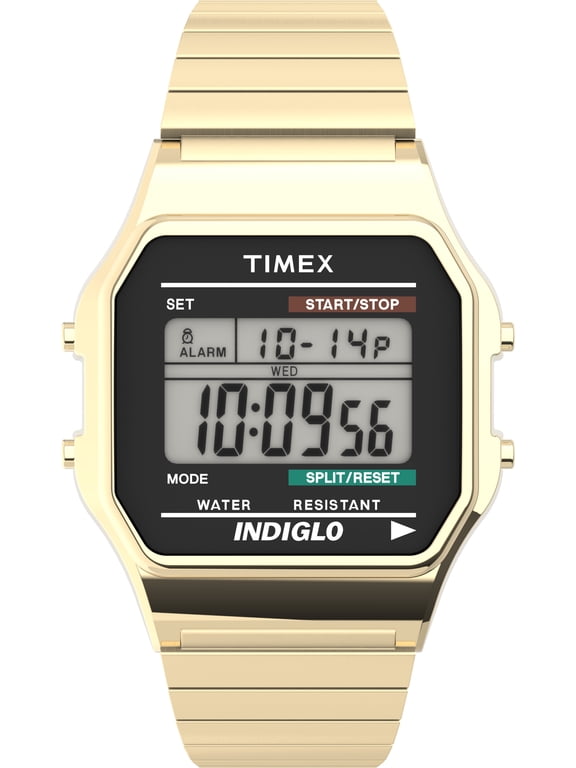 Men's Digital Expansion Band Wristwatch, Silver and Black