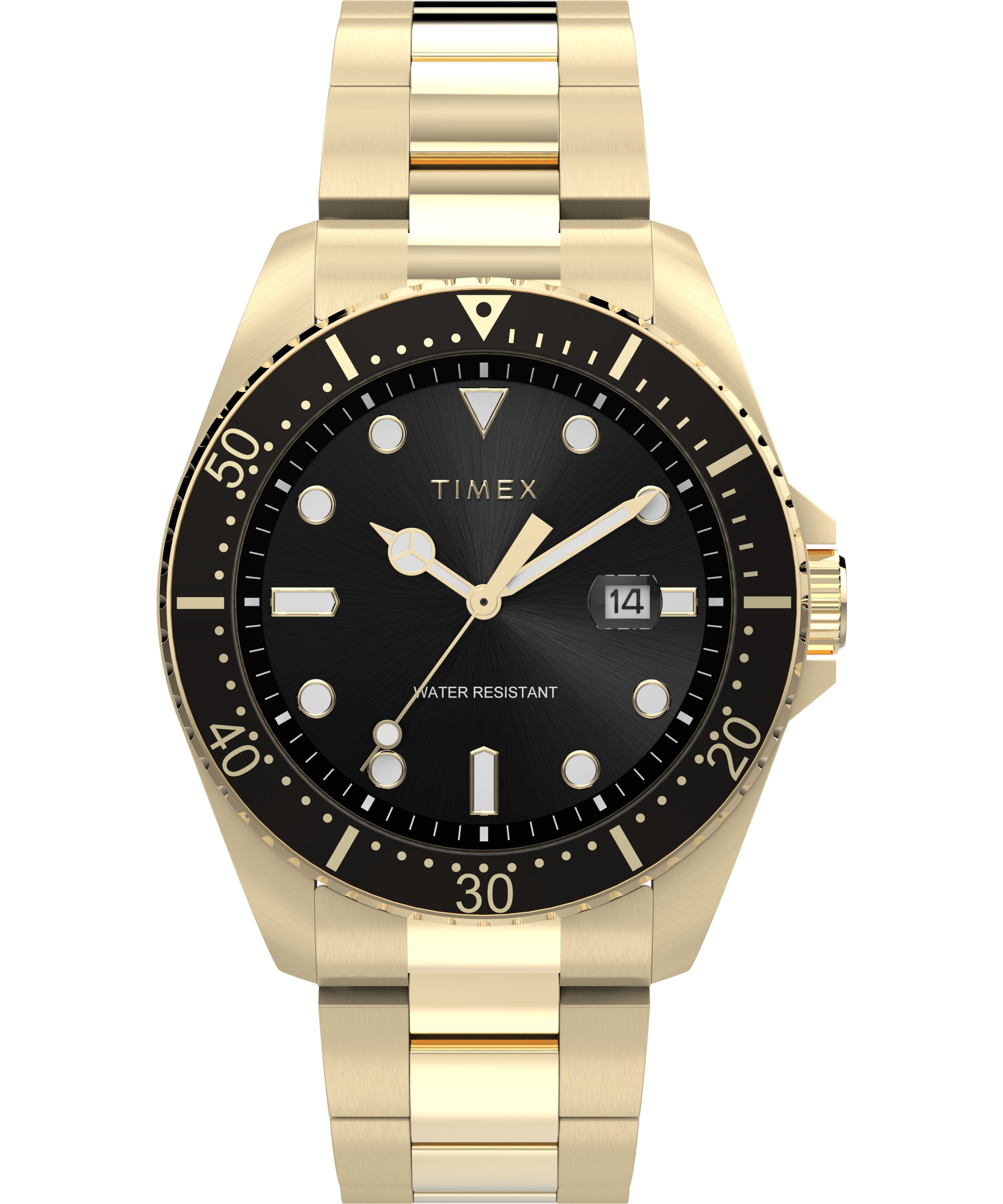 Timex Men's Dress 42mm Watch - Gold-Tone Bracelet Black Dial Gold-Tone Case