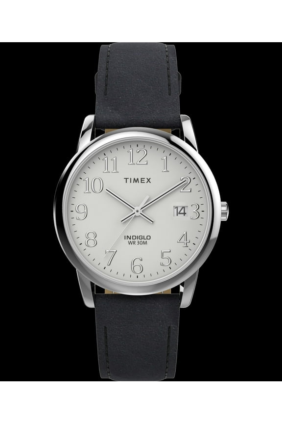 Men's Easy Reader 35mm Watch - Black Strap White Dial Silver-Tone Case