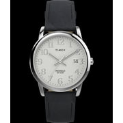 Timex Mens Easy Reader 35mm Watch - Black Strap White Dial Silver-Tone Case