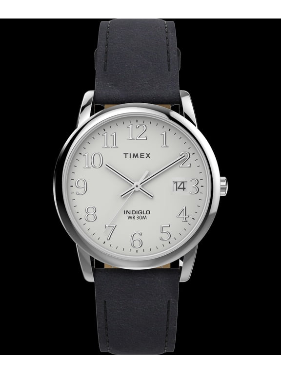 Men's Easy Reader 35mm Watch - Black Strap White Dial Silver-Tone Case
