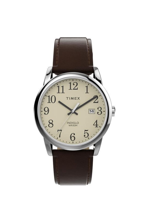 Men's Easy Reader 38mm Watch - Brown Strap Cream Dial Silver-Tone Case