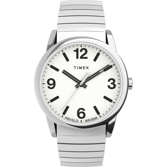 Timex Men's Easy Reader Bold 38mm Perfect Fit Watch Two-Tone Case White Dial with Two-Tone Expansion Band