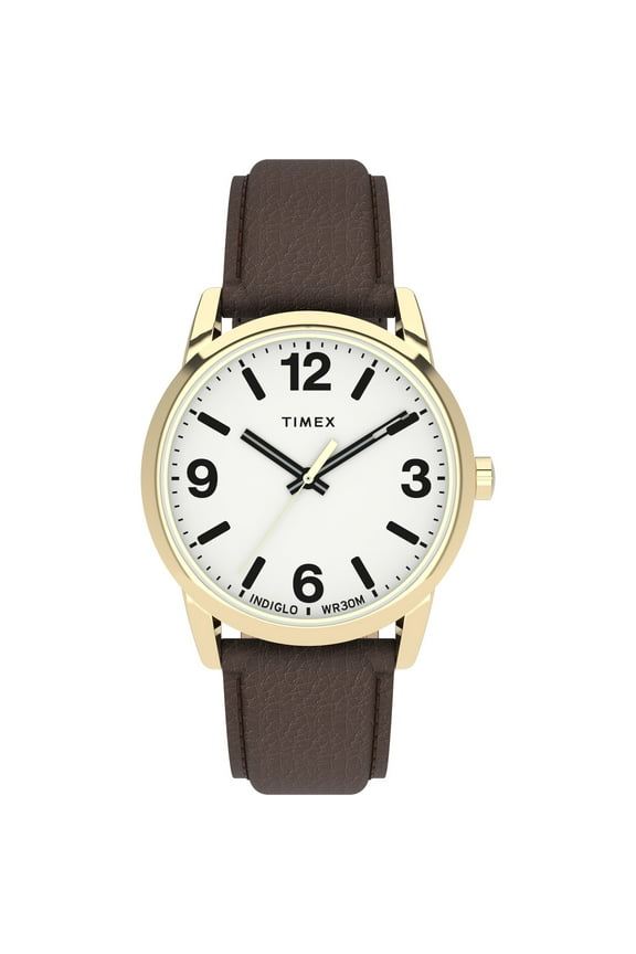 Men's Easy Reader Bold Brown/Gold 38mm Casual Watch, Leather Strap