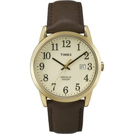 Timex Women s Easy Reader Date Brown Gold 25mm Casual Watch Leather Strap Walmart