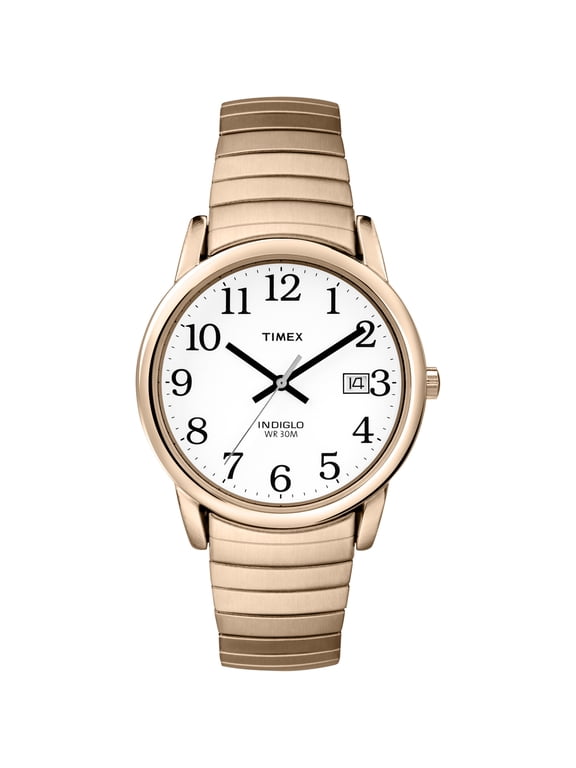 Men's Easy Reader Date Gold/White 35mm Casual Watch, Tapered Expansion Band