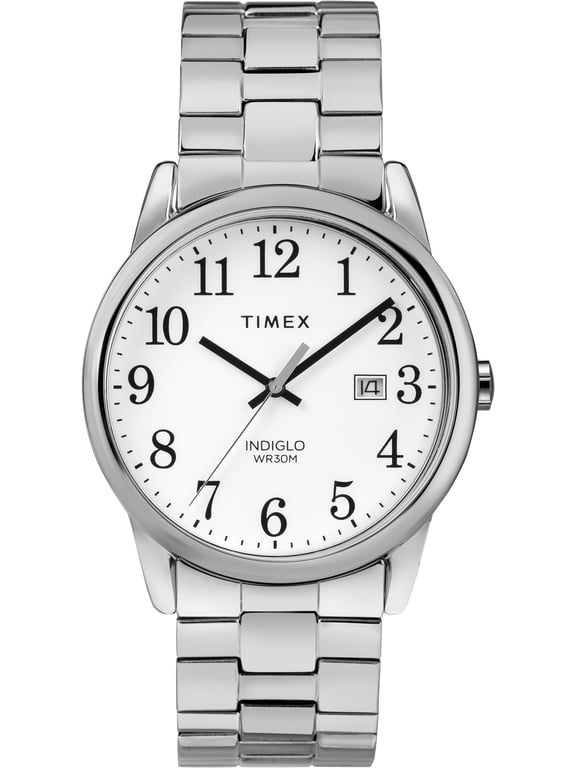 Men's Easy Reader Date Silver/White 38mm Casual Watch, Expansion Band