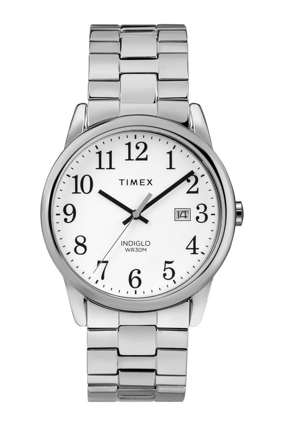 Men's Easy Reader Date Silver/White 38mm Casual Watch, Expansion Band