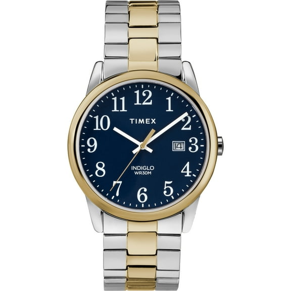 Timex Men's Easy Reader Date Two-Tone/Blue 38mm Casual Watch, Expansion Band