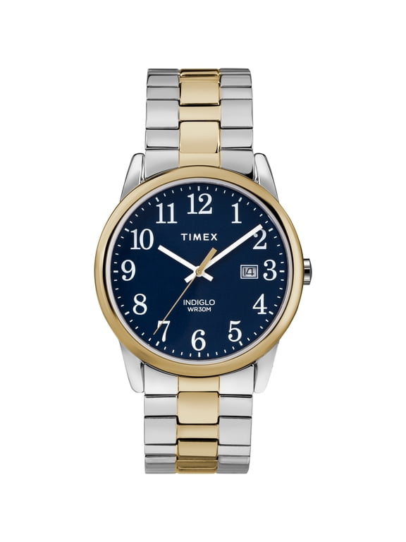 Men's Easy Reader Date Two-Tone/Blue 38mm Casual Watch, Expansion Band