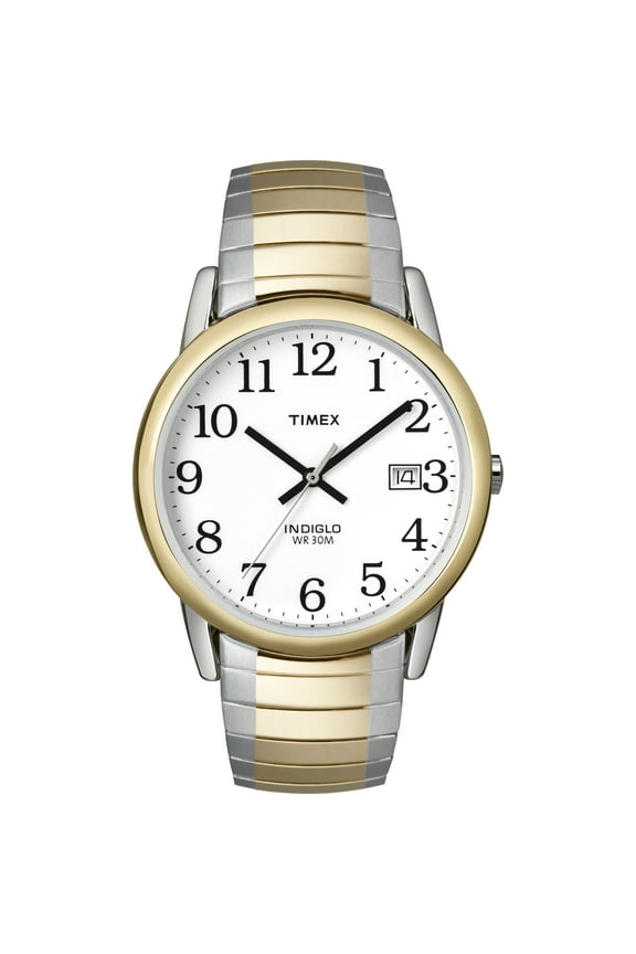 Men's Easy Reader Date Two-Tone/White 35mm Casual Watch, Tapered Expansion Band